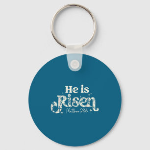 Christian Cross Jesus Happy Easter He Is Risen Mat Keychain