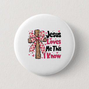 Christian Cross Jesus Loves Me This I Know Valenti Button