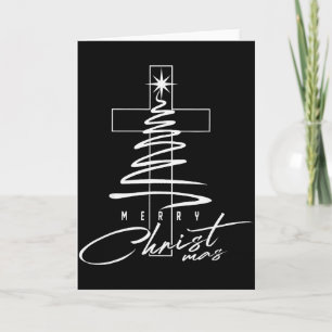 Christian Cross Jesus Merry Christmas Xmas Tree Ho Card