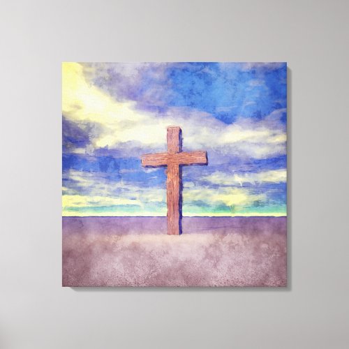 Christian Cross Landscape Canvas Print