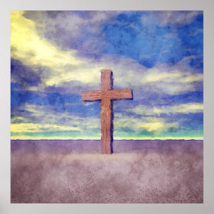 Christian Cross Landscape Poster
