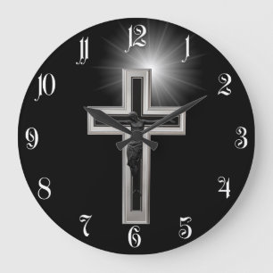 Christian cross large clock