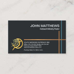 Christian Cross Lines Gold Ichthus Church Ministry Business Card