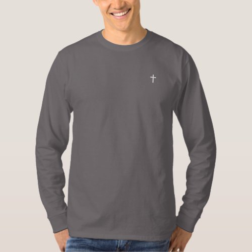 Christian Cross Logo Fitted Long Sleeve Henley T_Shirt