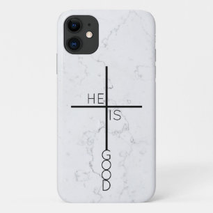 Christian Cross Modern Minimalist Marble Abstract iPhone 11 Case