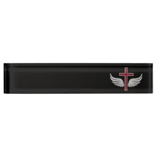 Christian cross name plate