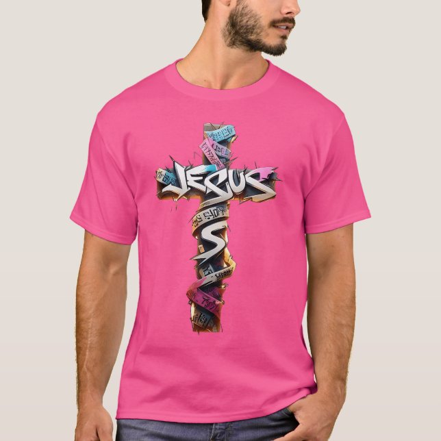 Christian Cross Of Christ Graffiti Punk Art Style  T-Shirt (Front)