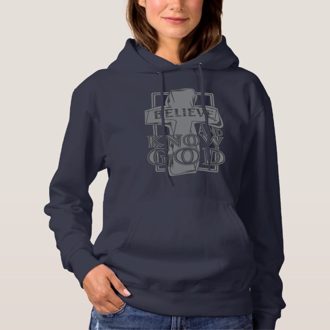 Christian Cross of Christ in Stone Gray T-Shirt Hoodie (Front)