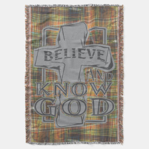 Christian Cross of Christ in Stone Gray T-Shirt Throw Blanket