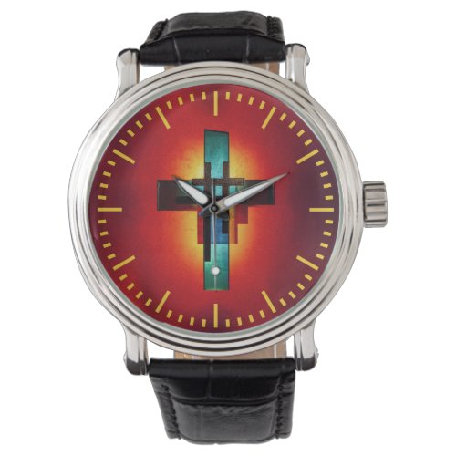 Christian Cross Oil Painting Watch