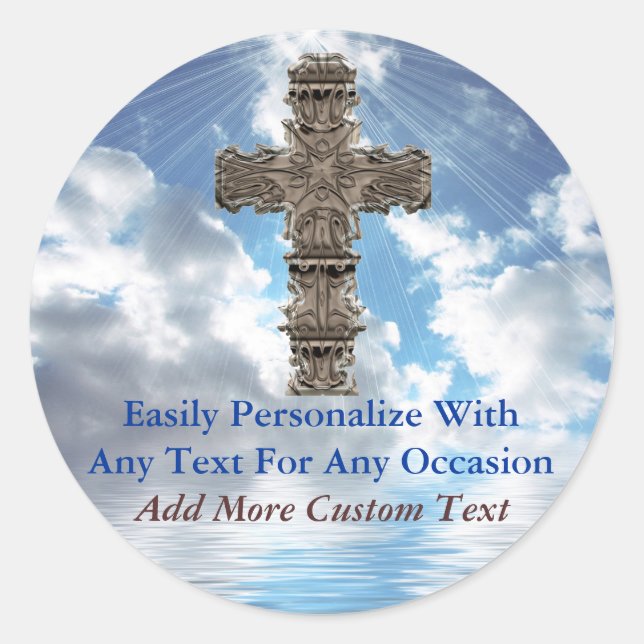 Christian Cross On Beautiful Sky Stickers (Front)