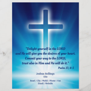Christian Cross on glowing blue background Flyer