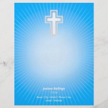 Christian Cross On Glowing Blue Background Flyer by Christian_Designs at Zazzle