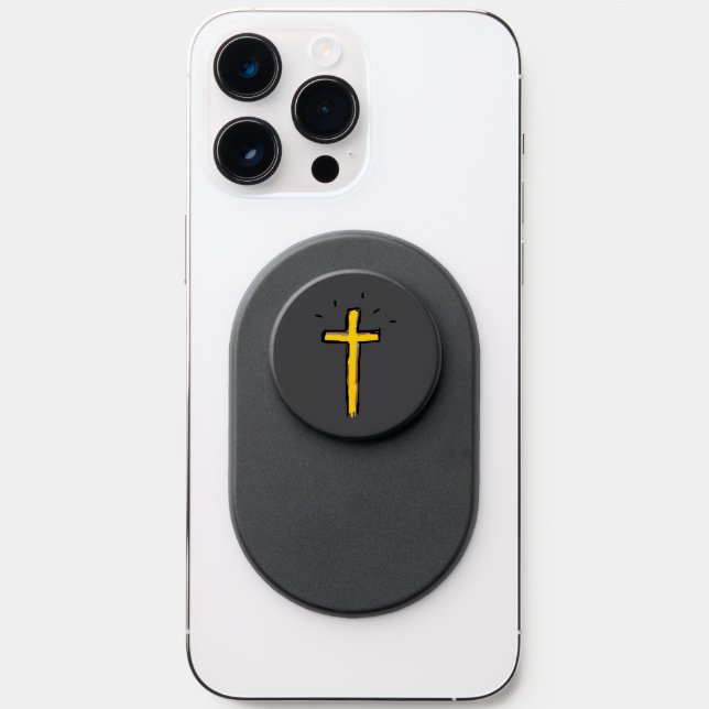 Christian Cross on Gray PopSocket (Front)