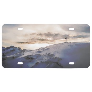 Christian Cross On Mountain License Plate by politix at Zazzle