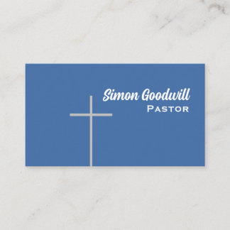 Christian Cross Pastor Business Cards Blue