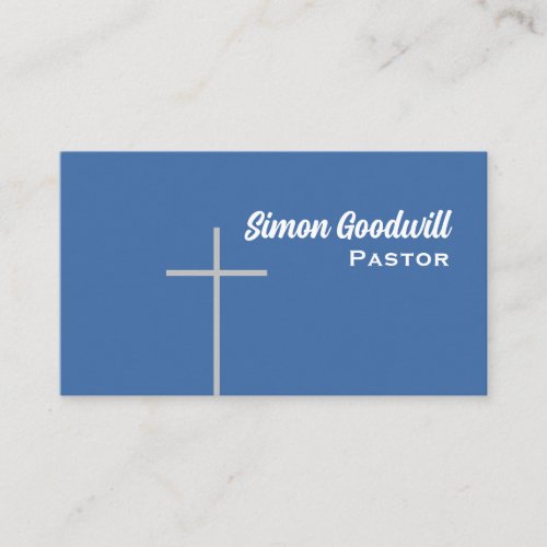 Christian Cross Pastor Business Cards Blue