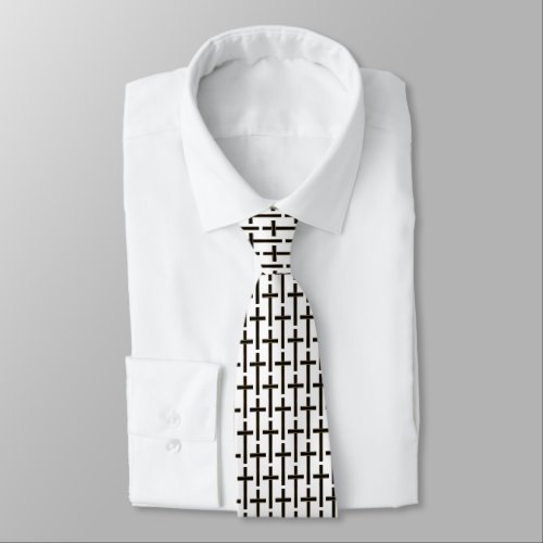 Christian cross pattern neck tie