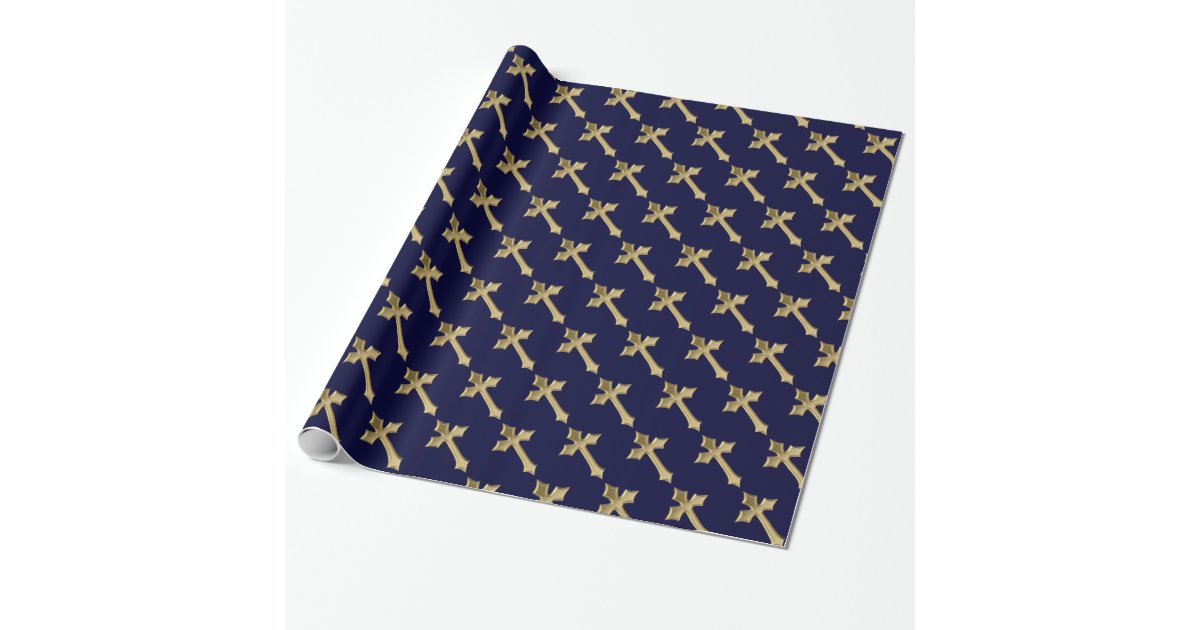 Christian cross pattern wrapping paper | Zazzle