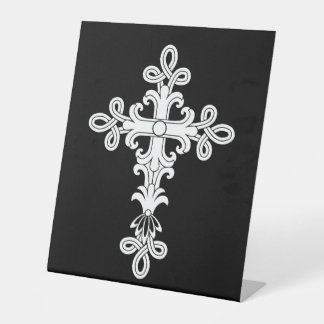 Christian cross pedestal sign