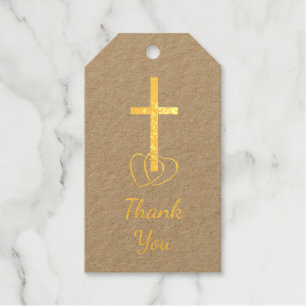 Christian Cross Photo Template Wedding Thank You Foil Gift Tags
