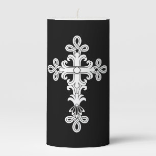 Christian cross pillar candle