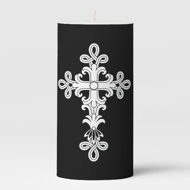 Christian cross pillar candle (Front)