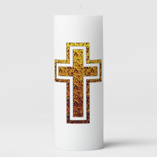 Christian Cross Pillar Candle (Front)