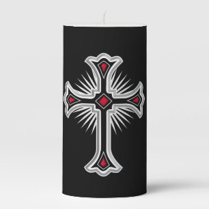 Christian cross pillar candle