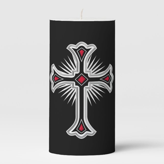 Christian cross pillar candle (Front)