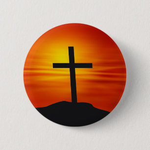 CHRISTIAN CROSS PINBACK BUTTON