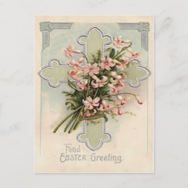 Christian Cross Pink Daisy Postcard (Front)