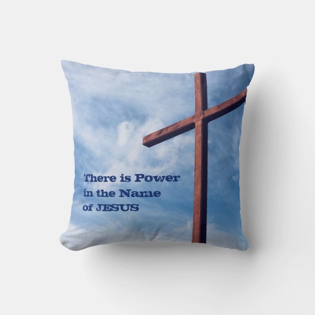 Christian CROSS Power Name Jesus EASTER Throw Pillow (Front)