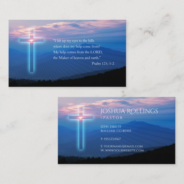 Christian Cross | Psalm 121; 1-2 Business Card (Front/Back)