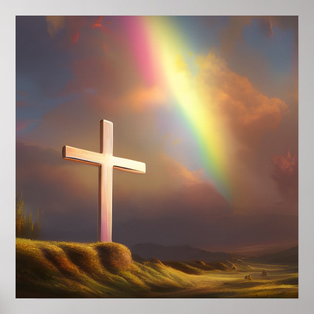 Christian Cross & Rainbow Poster (Front)