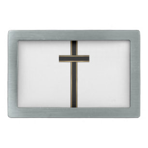 Christian cross rectangular belt buckle