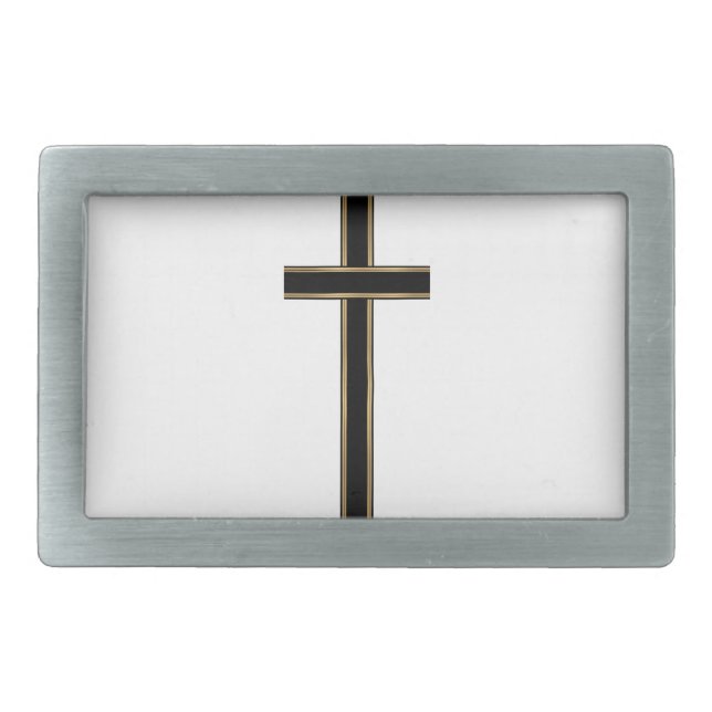 Christian cross rectangular belt buckle (Front)