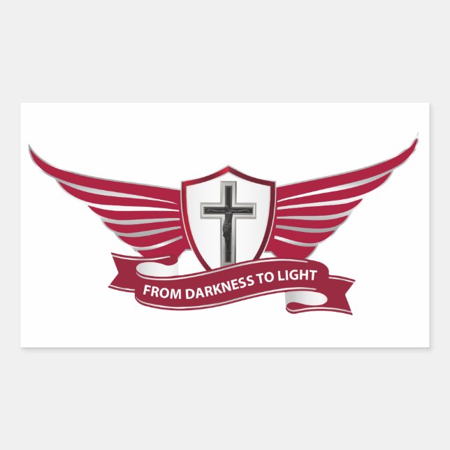 Christian cross rectangular sticker (Front)