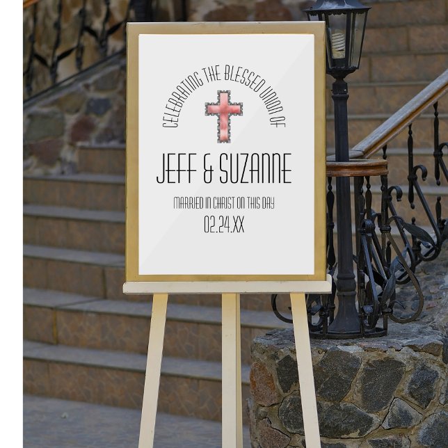 Christian Cross Religious Wedding Date Acrylic Sign (Creator Uploaded)