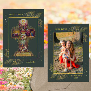 Christian Cross Resurrection Family Photo Easter Holiday Card