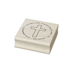 Christian Cross Return Address Religion Religious Rubber Stamp