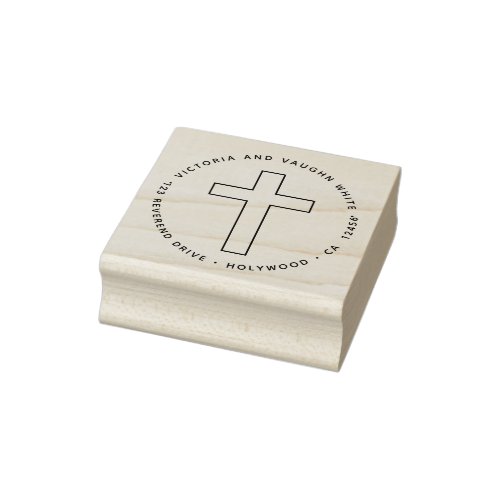 Christian Cross Return Address Religion Religious Rubber Stamp