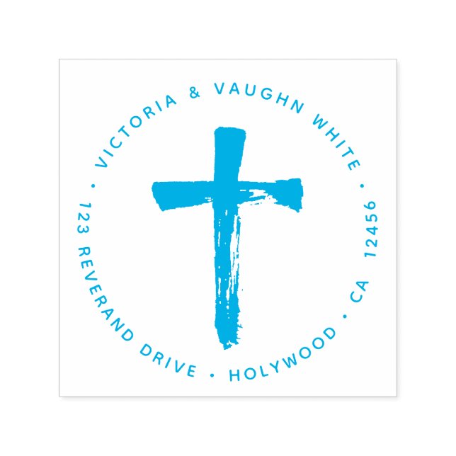 Christian Cross Return Address Religion Religious Self-inking Stamp (Design)
