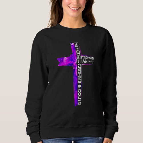 Christian Cross Ribbon Crohns  Colitis Awareness Sweatshirt