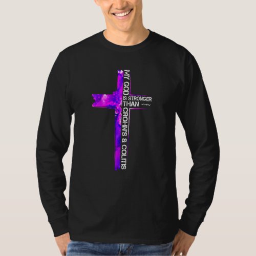 Christian Cross Ribbon Crohns  Colitis Awareness T_Shirt