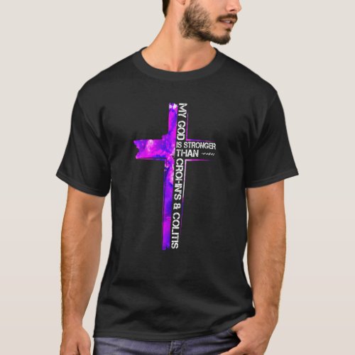 Christian Cross Ribbon Crohns  Colitis Awareness T_Shirt