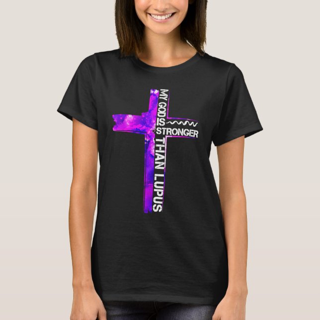 Christian Cross Ribbon Lupus Awareness Costume War T-Shirt (Front)