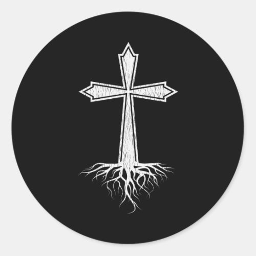 Christian Cross Rooted In Jesus Christ Christian Classic Round Sticker