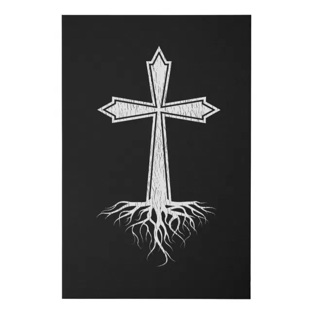 Christian Cross Rooted In Jesus Christ Christian Faux Canvas Print Zazzle