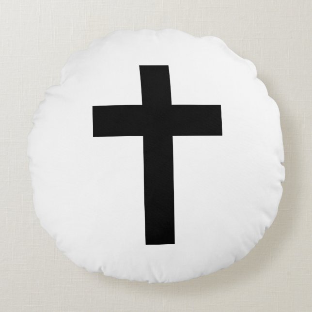 Christian Cross Round Pillow (Front)